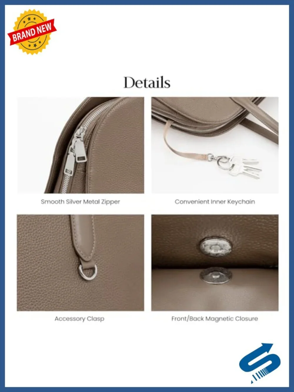 Genuine Leather Tote Bag Multi-Pockets Designer Shoulder Work Satchel Handbags
